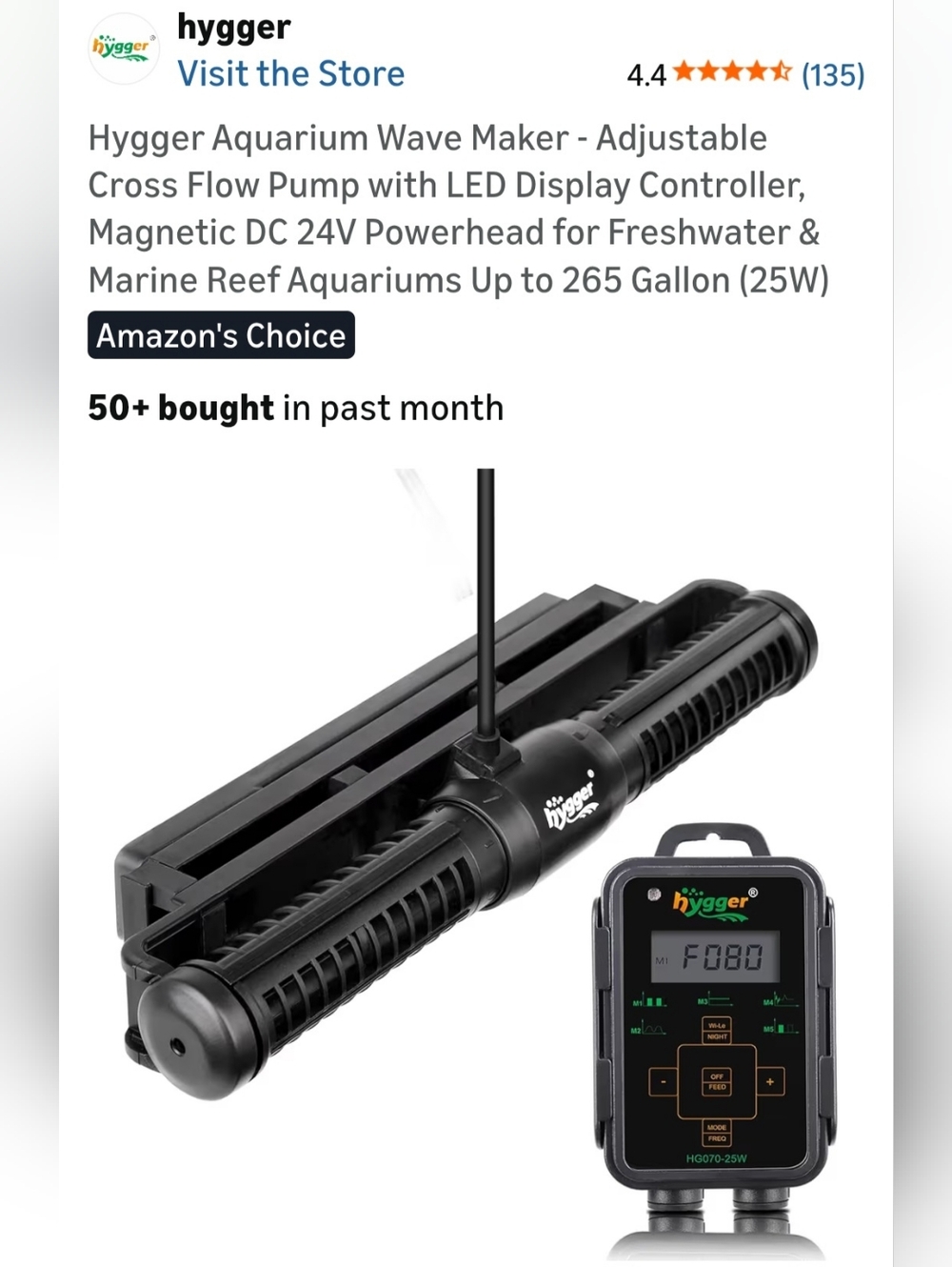Black Adjustable Aquarium Wave Maker with LED Controller